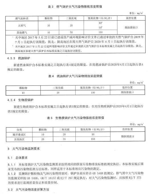 锅炉大气污染物排放标准